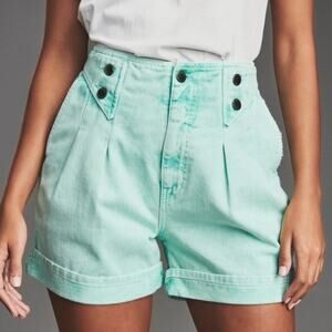 RETROFETE Trixie Shorts in Bermuda Acid Green High Waist Pockets Size 24 NEW